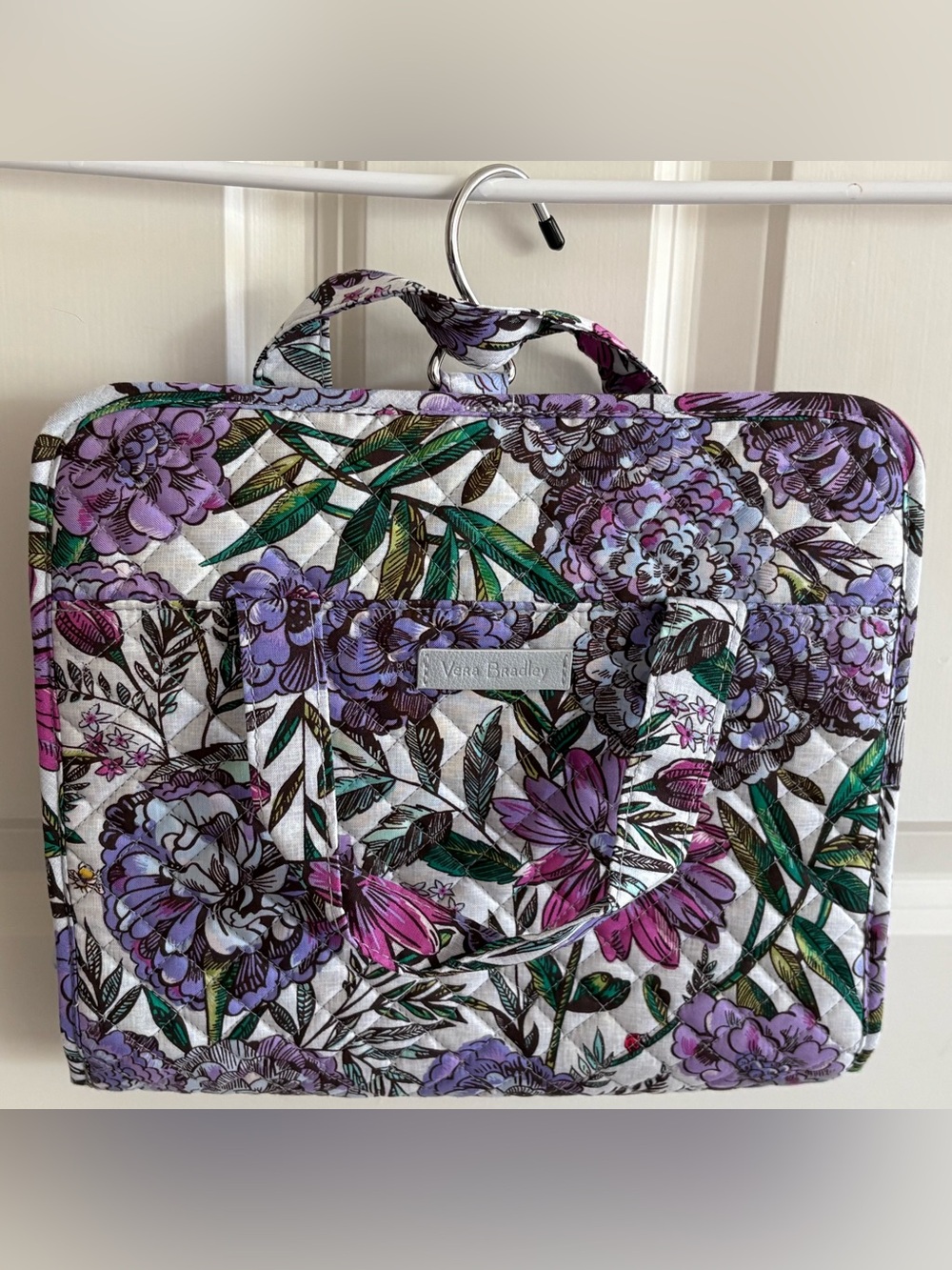 Vera Bradley Lavender & Green Floral Quilted Cosmetic/ Travel Tote